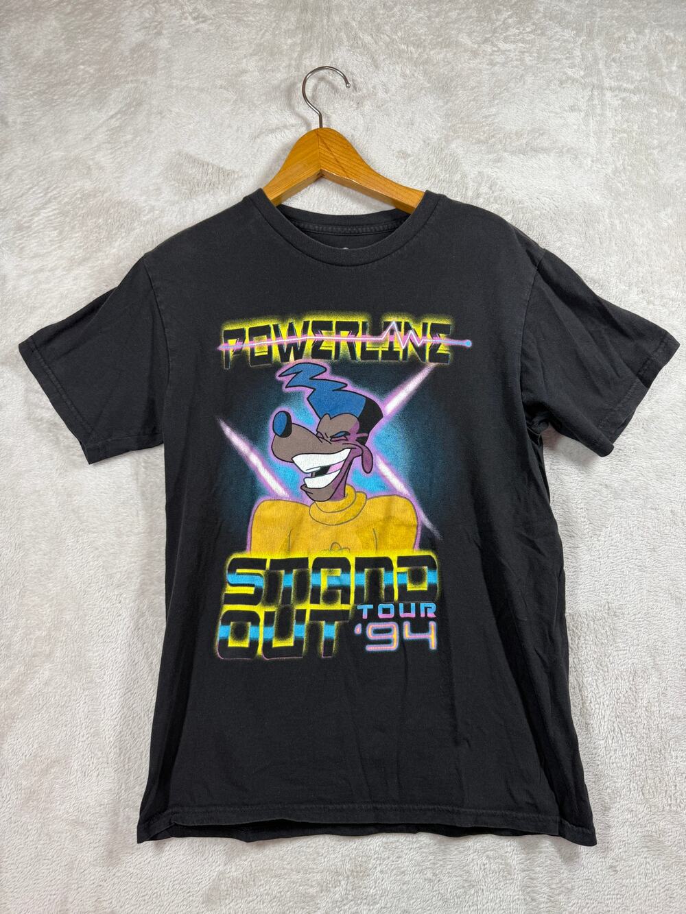 Disney 90s Powerline Stand Out Tour '94 Black Shirt Size Small Goofy Movie